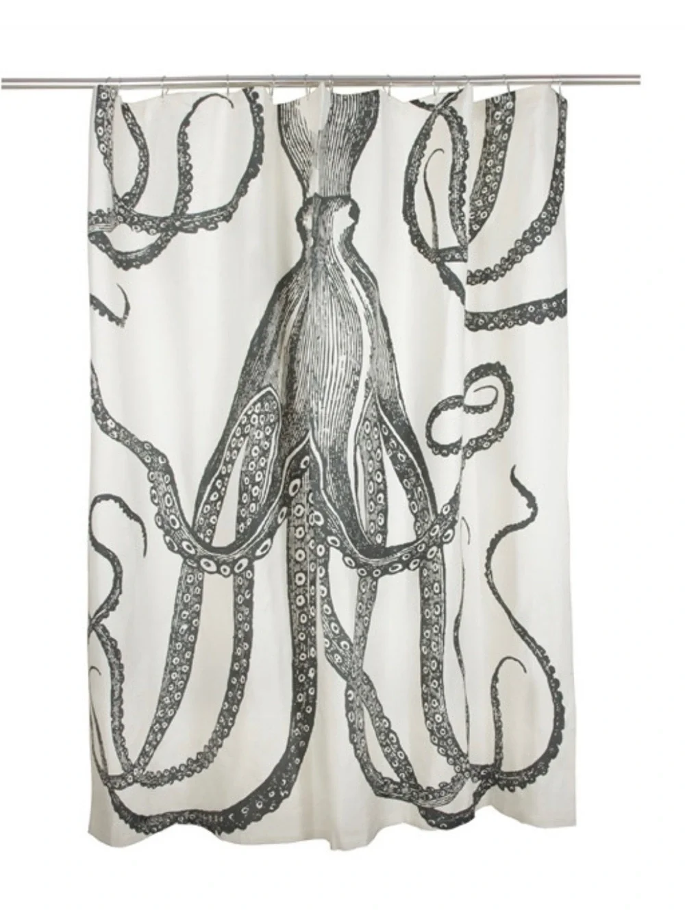 ThomasPaul Octopus Shower Curtain In Charcoal – Hand-Screened 100% Cotton